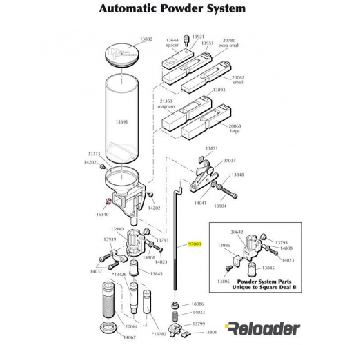 Dillon Automatic Powder System parts Stripped 550 Failsafe Rod