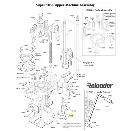 Dillon Super 1050 Upper Machine Assembly Super 1050 Only-Index Lever Assembly